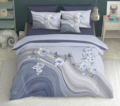 Purple Floral Dream 100% Cotton King Size Bedsheet.