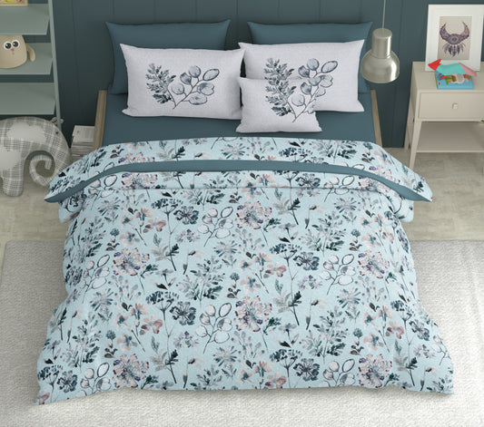 Peacock Blue Bliss 100% Cotton King Size Bedsheet.