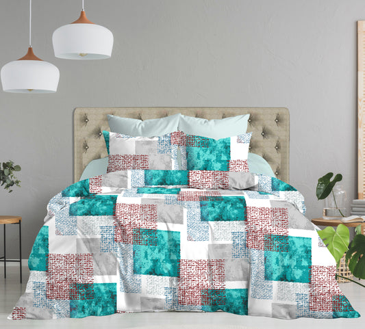 Overlap Square Multi Colour | 186 TC | King Bedsheet