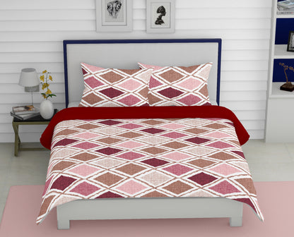 Wine Plaid | 186 TC | King Size Bedsheet