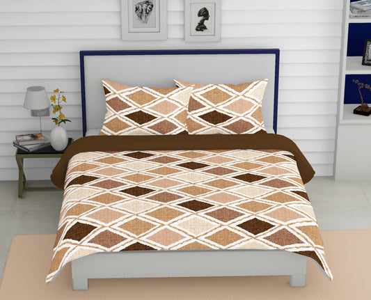 Coffee Plaid | 186 TC | King Size Bedsheet