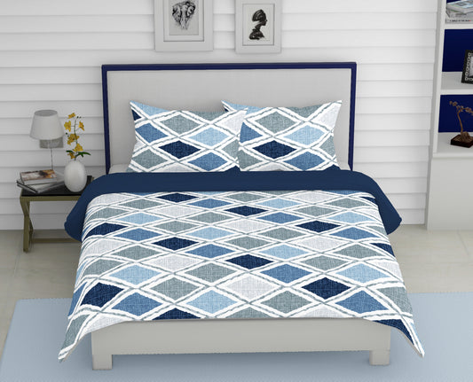 Blue Plaid | 186 TC | King Size Bedsheet