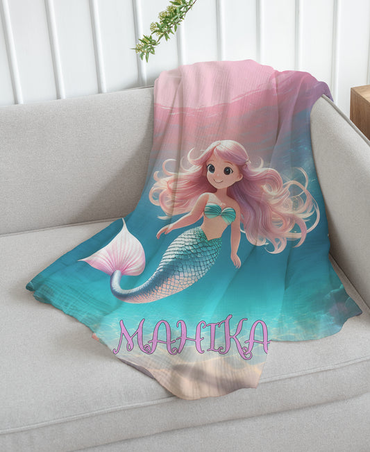 Cute Mermaid Theme Blanket