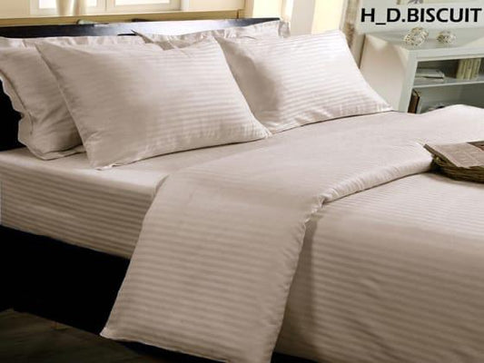 Biscuit Satin Stripes 100% Cotton King Size Bedsheet.