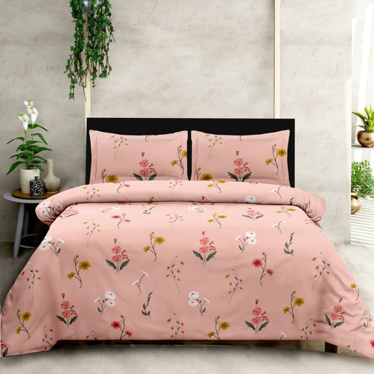 Floral Pink | 186 TC | King Size Fitted Bedsheet