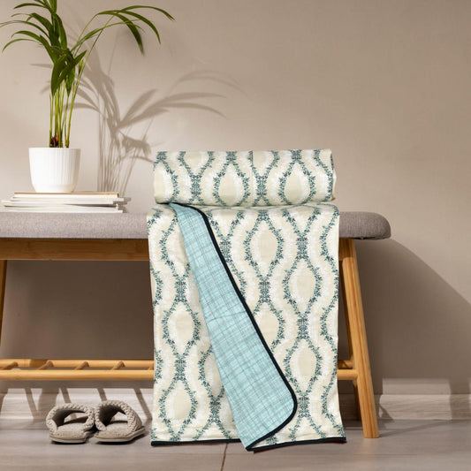 Forest Wave Pattern 100% Cotton Reversible AC Dohar | Single Bed