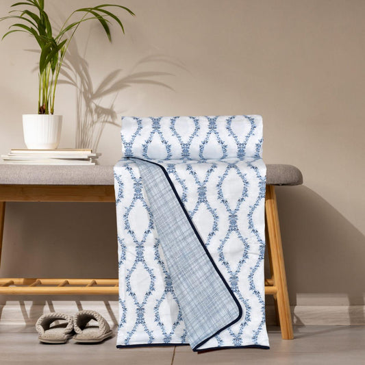 Ocean Wave Pattern 100% Cotton Reversible AC Dohar | Single Bed