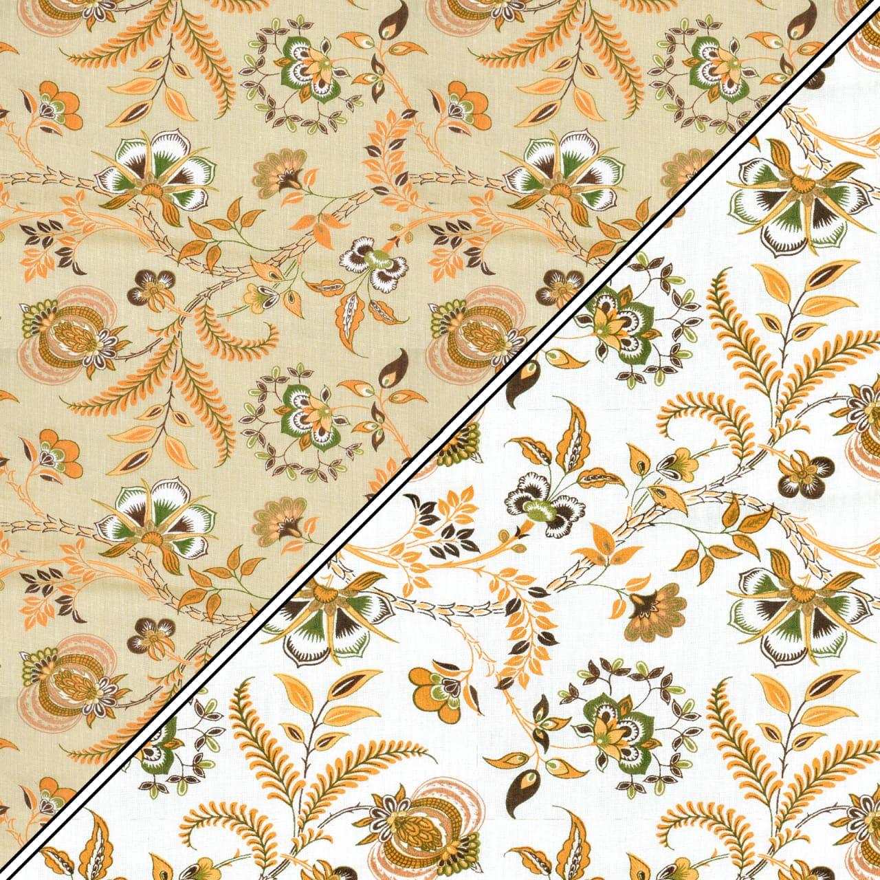 Dual Flower Pattern 100% Cotton Reversible AC Dohar | Double Bed | Orange